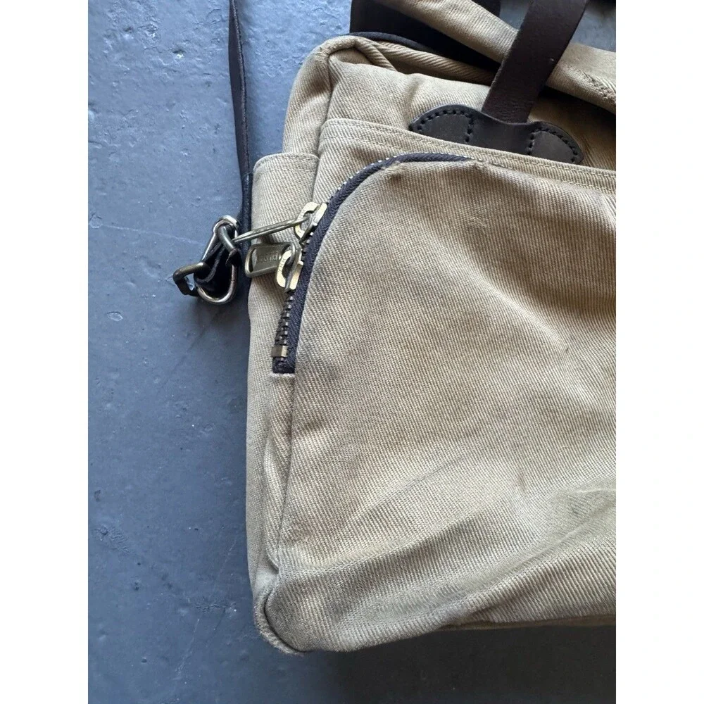 Filson 258 Padded Computer Briefcase Rugged Twill Tan Patina